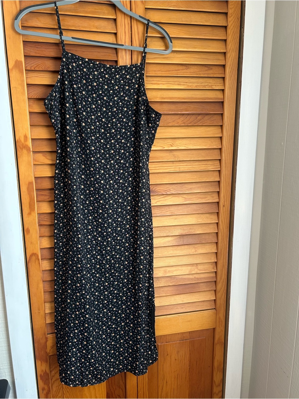 Floral Black Midi Slip Dress